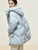 Duck Down Puffer Jacket    Women’s Fall Autumn Winter thick stand neck collar long 90% white-down coats for woman Long sleeves patch pockets Jackets Womens outerwear in light sky blue #W44Y56274