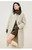 Patchwork Spliced Wool Coat oats   Women’s winter double sided single breasted Polo neck turn-down collar love heart button-up long sleeves with dropped shoulders patch pockets coats for woman in oatmeal beige color with dark brown highlights Womens warm woolen-blend outwear Jackets Outerwears #W44O56043