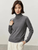 Turtleneck Sweater gray    Women’s wool blend long sleeves pullover knitted Tops for woman Winter soft warm Jumpers Womens sweaters in dark grey  #W43E56257