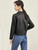 Vegan Leather Crop Jacket      Women’s collarless button-up long sleeves zipper close flap button pockets with buckle hem faux Pu Jackets for woman in black Womens Female outerwear moto biker outewear #W33G49937 Vegan Leather Crop Jacket      Women’s collarless button-up long sleeves zipper close flap button pockets with buckle hem faux Pu Jackets for woman in black Womens Female outerwear moto biker outewear #W33G49937