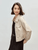 Vegan Leather Cropped Jacket beige    Women’s vintage classic faux Pu casual turn-down collar long sleeves flap patch pockets button-up close crop jackets outwear for woman in khaki Fall Autumn  womens retro moto outerwear biker coats #W43G56294