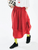 Lantern Skirt red  Women’s Japanese original Art wine-red A-line natural elasticated waistline pleated folds mid-calf length skirts for woman in red Spring Summer Fall Autumn womens streetwear style pleats fashion #244698