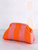 Summer Beach Clutch Bag   Women’s Mens Woven striped Crochet Handbags Purses Knitting Dumpling Clutch Ruched Cute Cloud Casual Colorblock Bags for man woman vacation getaway holidays in orange pink stripes