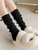 Women's Leg Warmers Ribbed long socks Lolita cotton knitted Foot cover, Arm rochet heap Boot cuffs for woman in black Womens footwear