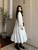 Women’s Lolita style niche design sensibility doll neck fairy tale long sleeves ruched Lace patchwork ruffled gowns dress for woman in white Womens elegant chic Spring Summer Fall Autumn Harajuku French look ruffles petite-, tall-, plus-, size fashion dresses