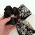 French look Simple Elegance Ribbon Butterfly Knot Hair Ties accessory Women High End Feel Small Vintage Fabric Bands Hair headwear accessories Handmade in black with white accent cashew flower print
