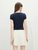 Women’s Pique-Parisien French Look Sweet square boatneck ruffles short sleeves Age-reducing Fake Two-Piece T-Shirt for Woman in navy blue with white Womens Summer Korean Style Simple Tops Bow-tie Lace-up ruffled petite-, tall-  plus-, size T-shirts #25FS12223 Women’s Pique-Parisien French Look Sweet square boatneck ruffles short sleeves Age-reducing Fake Two-Piece T-Shirt for Woman in navy blue with white Womens Summer Korean Style Simple Tops Bow-tie Lace-up ruffled petite-, tall-  plus-, size T-shirts #25FS12223