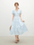 Women's V-Neck A-Line Cotton Dress - Blue Tiered patchwork pleats short-sleeves Skirt with Embroidered Bow & Casual Elegance midi skirts for woman in light sky blue Womens petite-, tall-, plus-, size Spring Summer Vacation holiday getaway fashion #25FS12233 Women's V-Neck A-Line Cotton Dress - Blue Tiered patchwork pleats short-sleeves Skirt with Embroidered Bow & Casual Elegance midi skirts for woman in light sky blue Womens petite-, tall-, plus-, size Spring Summer Vacation holiday getaway fashion #25FS12233