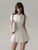 Women’s A-line Elegant Sexy embroidered Lace Short puff Sleeves turn-down point collar ruched button-up top Shirt Skirt Commuting College Style Decoration Retro Dresses Vestido Y2k mini Dress for woman in white Womens grunge fashion in petite-, tall-, plus-, size Dresses
