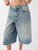 Women's woman womens petite-, tall-, plus-, size Trendy Knee Length Low rise Waisted Stretchy five-pocket Bermuda Jean Baggy Denim Cargo Shorts Baggy Y2K Vintage Streetwear In light blue