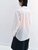 Women’s woman womens office wfh workwear Textured Thin Cotton Tassel V8968 Loose Fit Long sleeves Turn-down point Collar chest pocket tailored sheer see through Mid-length shirts in white