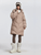 Women's woman womens petite-, tall-, plus-, size Winter 85% Duck Down Detachable Hood zipper button-up close slit side pockets ribbed trim Puffer Korean Style Mid-Length Lady hooded  coats outwear fashion outerwear jacket in Desert brown, Gardenia white, Shadow black, Grayish purple