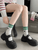 Women's woman womens Versatile Kawaii Style Autumn and Winter Medium Fashion Love Embroidery Pattern Stripes Cotton Cute ribbed crew Socks in Green, with white, black Women's woman womens Versatile Kawaii Style Autumn and Winter Medium Fashion Love Embroidery Pattern Stripes Cotton Cute ribbed crew Socks in Green, with white, black