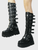 Women's woman womens Long Gothic Punk Platform Knee High buckle strap-up Sexy Motorcycles Halloween Cosplay Shoes Boots in black