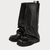 Women's woman womens Fall Autumn and Winter Genuine Leather Calf Boots with Pleated Thick High Heels and Fashionable Oversized Street Leather Mid Leg Boots in Black