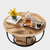 31.7" Round Coffee Table, Industrial 2-Tier Circle with Storage Shelf, Modern Wooden metal Sofa Side Tables in natural light brown wood