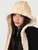 Women’s woman womens Autumn Fall Winter Handcrafted Ear Protection Warm Wool Hand Crocheted knitted Balaclava Hats with tie-up close Headwear in off-white