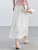 Women’s woman womens Bohemian Boho petite-, tall-, plus-, size Spring Summer Elegant Vacation holiday getaway Lace Trim Tiered Design Sense Casual Umbrella elasticated high rise waistline irregular hem A-Line ankle-length Midi Skirts in white