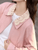 Women’s woman womens petite-, tall-, plus-, size rose Pink Short Jacket Spring Summer Fall French look Style vacation holiday getaway Removable Turn-down lolita Lace Collar Zip Up Short Coats Ladies Outerwear jackets in pink with cream