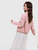 Women’s woman womens petite-, tall-, plus-, size rose Pink Short Jacket Spring Summer Fall French look Style vacation holiday getaway Removable Turn-down lolita Lace Collar Zip Up Short Coats Ladies Outerwear jackets in pink with cream