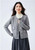 Women’s woman womens petite-, tall-, plus-, size Office wfh workwear Gray Knit 3D Floral flowers Embroidery Fall Autumn Winter Spring Crewneck Long Sleeves Sweaters Sweet Fashion Jumpers Cardigans in grey