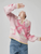 Women’s woman womens petite-, tall-, plus-, size Graphic vibrant dopamine Pink Floral embroidery Knitted turn-down v-neck collar round O-neck Spring Fall Autumn Knot Pattern Heavyweight Knitted Top Casual long sleeves Loose Fit long sleeves sweaters embroidered tops