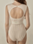 Women’s woman womens petite-, tall-, plus-, size Korean Style One Piece Sexy Ribbed Boatneck round O-neck padded sleeveless hollow-out back with button close High-rise waist Monokini holiday vacation getaway contrast waist band BeachWear Swimsuit Bathing Suit Swimwear in apricot