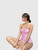 Women’s woman womens petite-, tall-, plus-, size Korean Style One Piece Sexy Plaid checkered strap neck padded sleeveless semi-backless High-rise waist Monokini holiday vacation getaway contrast waist band BeachWear Swimsuit Bathing Suit Swimwear in light pink, with white