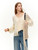Women’s woman womens petite-, tall-, plus-, size Flounce Scoopneck casual long bell sleeves ruffles ruffled ribbed all-match scoop neck blouse tops clothing in beige