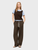 Women’s woman womens petite-, tall-, plus-, size Tie-Waist Bootcut, Elastic High rise Waist Flared Casual Trousers, Y2K Retro Loose Fit Lounge wear wide-leg Pants in brown