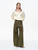 Women’s woman womens petite-, tall-, plus-, size 100% Cotton Bootcut, Elastic High rise Waist Flared Casual Trousers, Y2K Retro Loose Fit Lounge wear wide-leg Pants in green