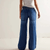 Women’s woman womens petite-, tall-, plus-, size Pull-On Pockets High rise Waist Button-fly Baggy Straight Leg Stretchy Full Length loose fit Trousers Y2K Streetwear Denim Jeans in dark blue
