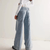 Women’s woman womens petite-, tall-, plus-, size Pull-On Pockets High rise Waist Button-fly Baggy Straight Leg Stretchy Full Length loose fit Trousers Y2K Streetwear Denim Jeans in light blue