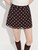 Women’s woman womens petite-, tall-, plus-, size High rise waist A-line Short Coquette Style, Flared Y2K Retro Party Polka Dot Mini Skirts Office commute wfh workwear clothing in brown with pink dots