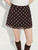 Women’s woman womens petite-, tall-, plus-, size High rise waist A-line Short Coquette Style, Flared Y2K Retro Party Polka Dot Mini Skirts Office commute wfh workwear clothing in brown with pink dots
