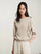Semicircle Women’s woman womens Antoinette slash slit neck long Ruffle Sleeve T-Shirt Casual Style Pure Color Spring Summer Woolen Blend Loose Fit Tops T-Shirts in khaki beige