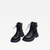 Women’s woman womens petite regular size genuine leather Thick Bottom Heightening 8cm heel Fall Autumn Winter spring summer round toe Head Retro Small Size Doctor Dr. Martens ankle Boots in black