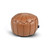 Office home Tan Brown Soft Faux Leather Round Moroccan Footstool Pouffe Bean Bag, Living Room Decorative Seat, Piped Detailing 50cm x 30cm