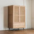 Office Home Bedroom Rattan Solid Wood Wardrobe Bedroom Cabinet Storage Locker Double Door Hanging Wardrobes Storage furniture in natural light wood color