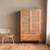 Office Home Bedroom Rattan Solid Wood Wardrobe Bedroom Cabinet Storage Locker Double Door Hanging Wardrobes Storage furniture in natural light wood color