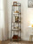 Home Office Ladder Shelf Tall Narrow Bookcase 5-Tier Book Shelf with Metal Frame Tall Storage Shelf Industrial Storage Unit Bookcases shelving furniture in natural dark brown with black