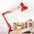 Office Home Retro foldable desk lamp clip on light, Telescopic eye protection Bedroom Computer Table Lamps Home Decor for E27 Bulb in red