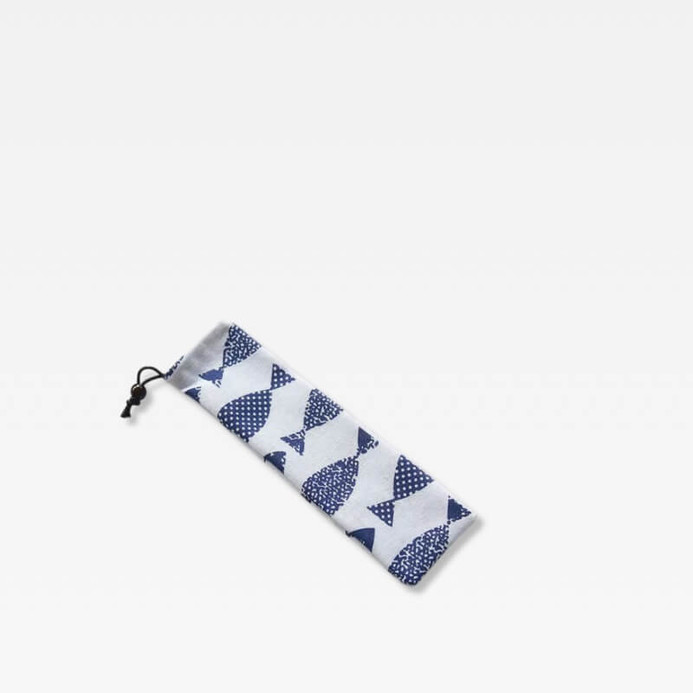 Japanese blue carp fish patterns chopsticks Cutlery drawcord Flatware Pouch in traditional design with drawstring close Lunch dining accessories closure travel office work lunch bags Accessory in white with blue multi color