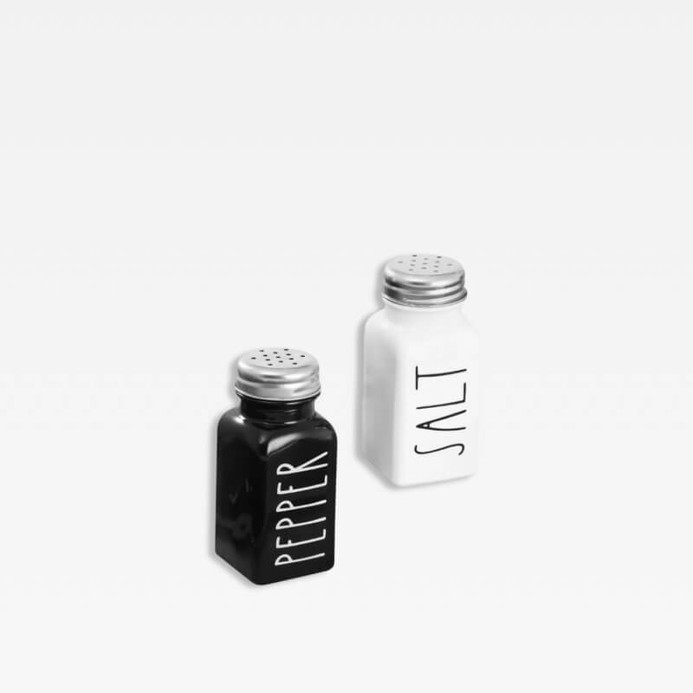 Ceramic modern design Salt & Pepper Seasoning shaker Set Tabletop and bar dining accessory Dinnerware Condiments accessories with condiment tray Jar Kitchen Wedding Decoration Birthday Gift Personalized Ceramics Salt Pigs, Cellars & Servers Gifts size guide in black and white