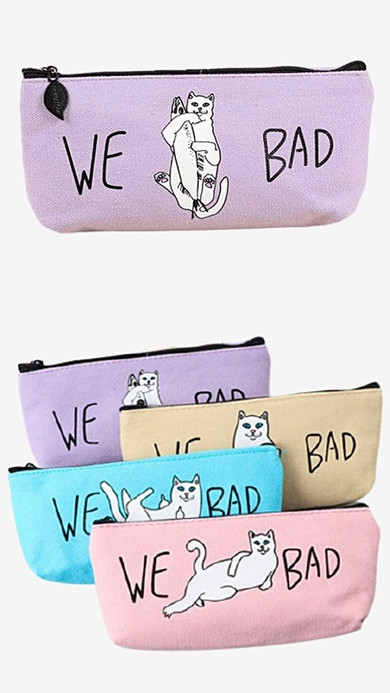 Cute Anime Kawaii We Bad Cat Pencil Case Storage Organizer Purple Sky Blue Beige Pink Canvas Pencilcase Stationery Cosmetics Pen Pouch Makeup Bag Pencil Bags Pencilcases Trending Cute Anime Kawaii We Bad Cat Pencil Case Storage Organizer Purple Sky Blue Beige Pink Canvas Pencilcase Stationery Cosmetics Pen Pouch Makeup Bag Pencil Bags Pencilcases Trending