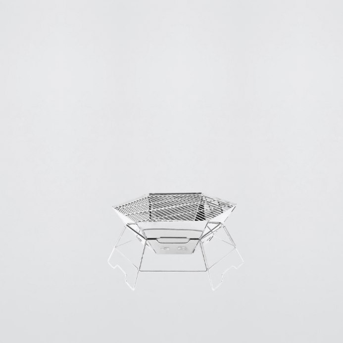 Outdoors Camping Portable Stainless Steel Folding BBQ Barbecue Grill for Outdoor Camping, Self-Driving Campsite Fire Pit & Campfire Stove in silver with carry bag