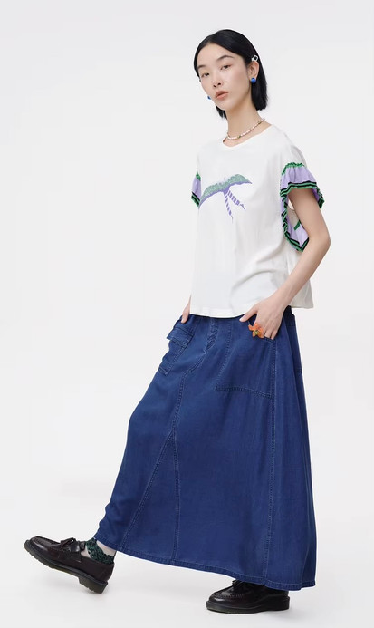 Women’s woman womens petite-, tall-, plus-, size Short ruffle Sleeves Spring Summer Contrast Collar Design Drop-shoulder Pure Cotton round O-neck Crewneck Graphic T-Shirt  Tops Festival Tees in white with multi color