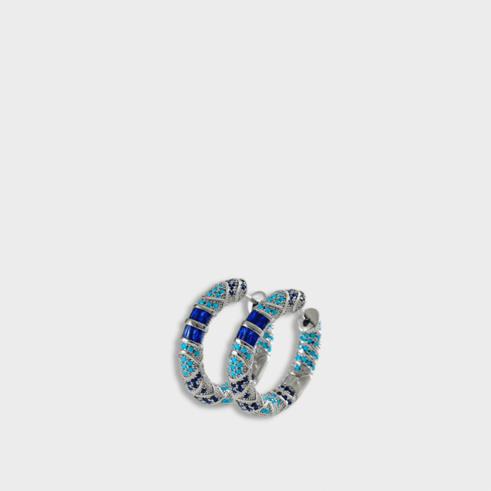 Women’s woman womens Boho Luxury Elegant Bohemian Blue Zircon Enamel Hoop Earrings For Women Fashion Simple Geometry Jewelry Gifts Jewellery gifting