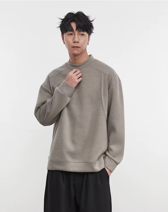 Men’s man mens petite-, tall-, plus-, size Patchwork Thickened Long T-shirt Sweatshirt 2025 Autumn Winter New Round Neck Slightly Wide Casual Tops Pullover Size M-2XL in dark Gray grey stripes