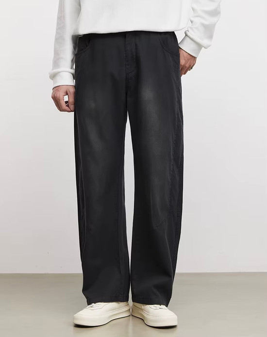 Men’s man mens petite-, tall-, plus-, size Cotton blend Casual Spring summer and Autumn Fall simple and versatile slim elasticated waist mid rise wide leg denim Jeans Pants in black